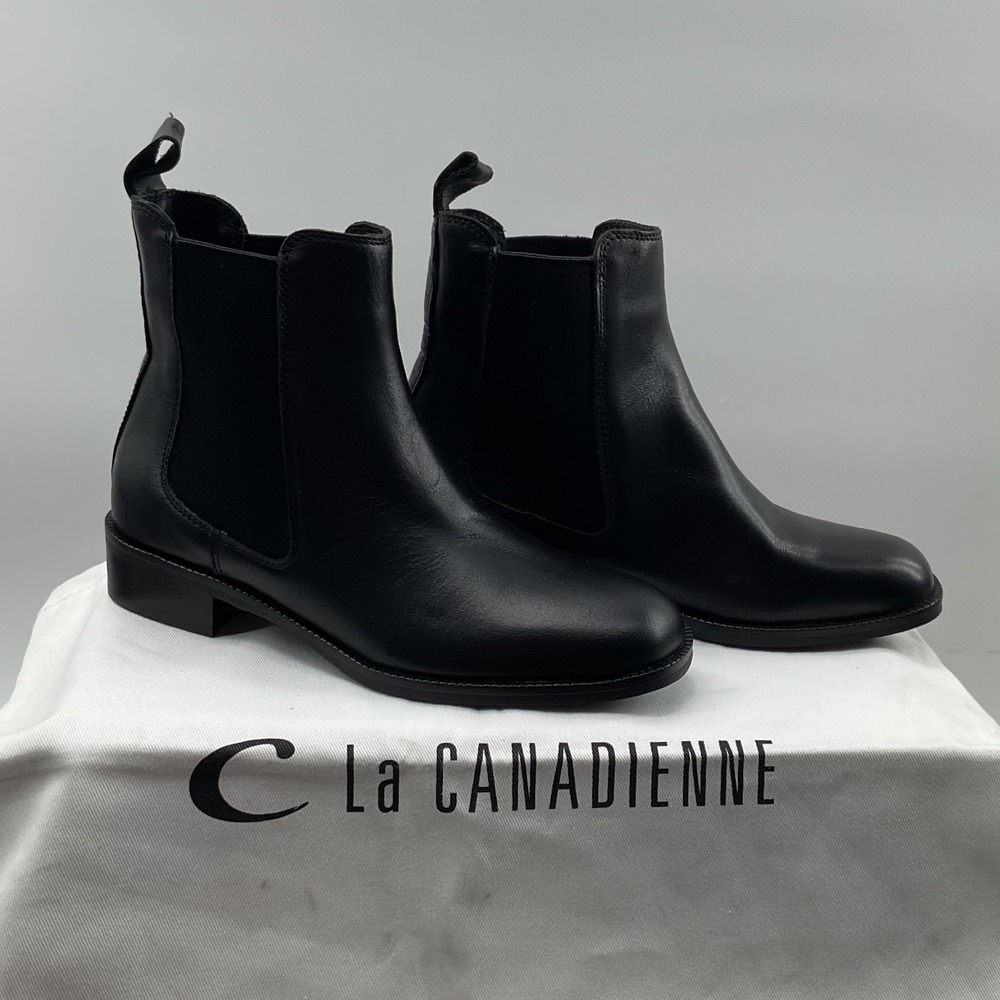 La Canadienne Womens Black Leather Chelsea Ankle Boots Made in Canada
